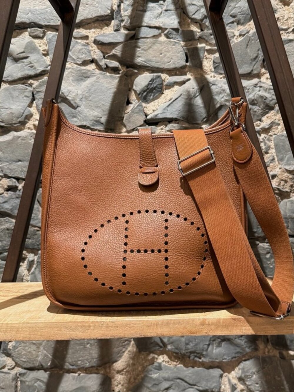 Hermès Gold Clemence Evelyne III 33 GM Crossbody Bag